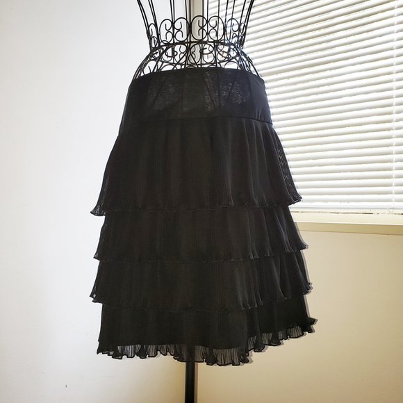 Cottagecore MOD Punk New Wave Pleated Tiered Black Ruffled Mini Skirt Madonna  S - Picture 2 of 14